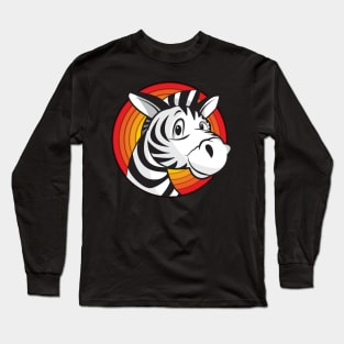 Zebra looking out of a sunset circle Long Sleeve T-Shirt